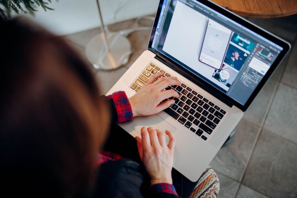 Person working on a laptop